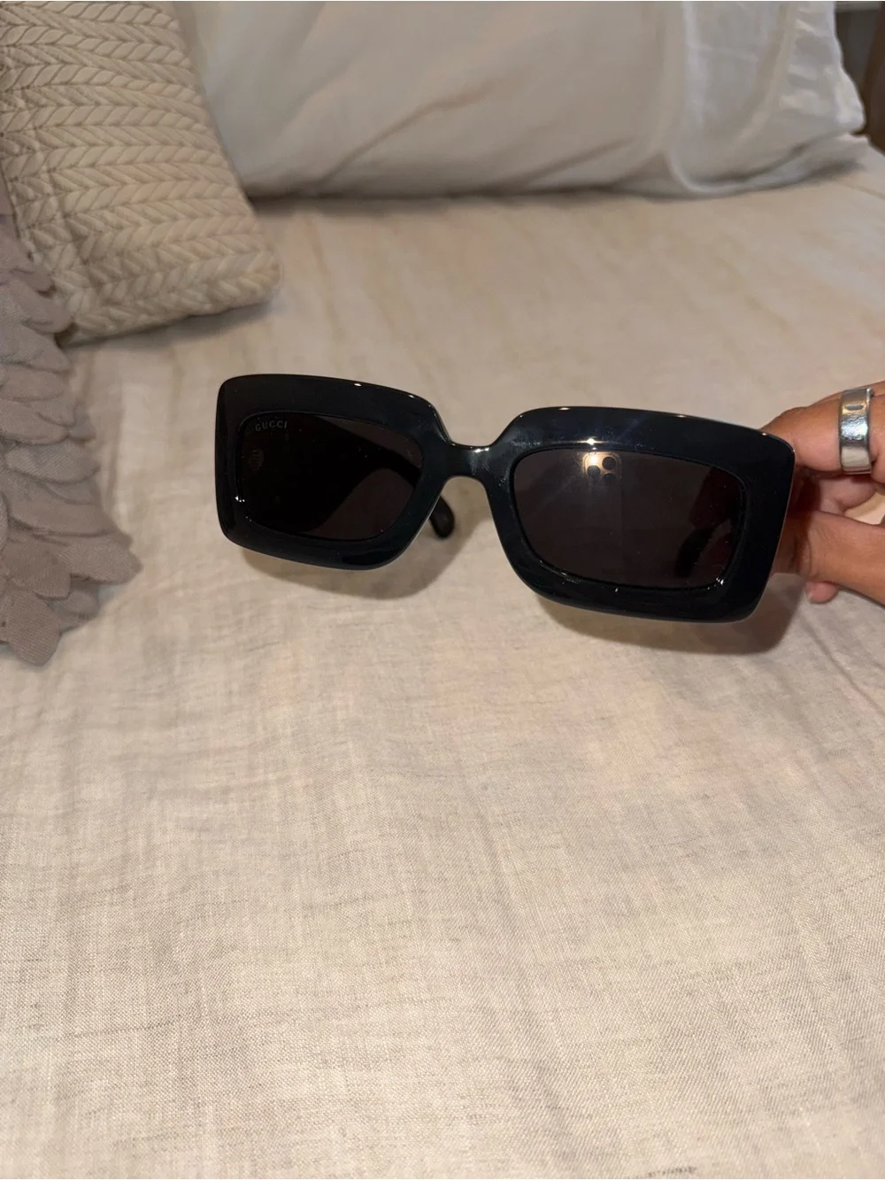 Gucci Black Sunglasses with Gold Double G Accent